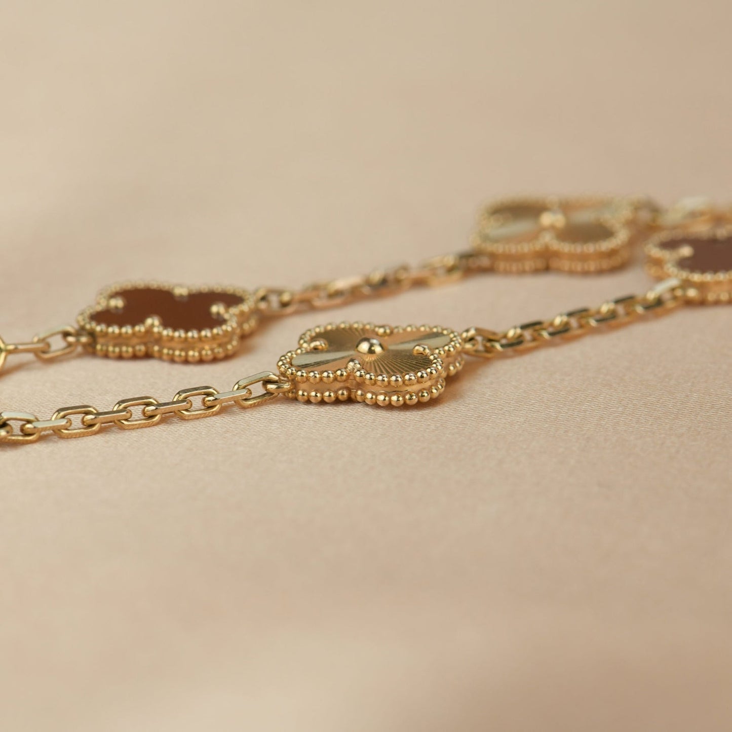 [Mystic]CLOVER  5 MOTIFS CARNELIAN GOLD BRACELET