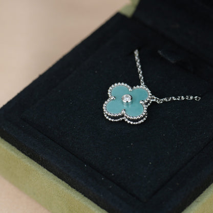 [Mystic]CLOVER 15MM DIAMOND SVRES PORCELAIN  NECKLACE SILVER