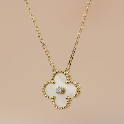 [Mystic Crown]CLOVER 15MM DIAMOND GOLD MOTHER OF PEARL NECKLACE