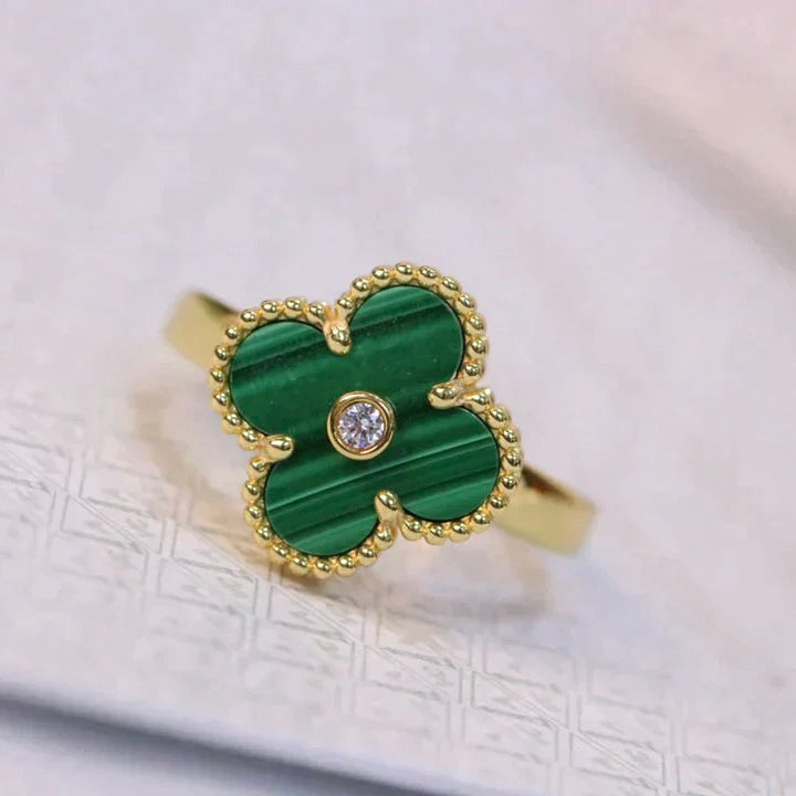 [Mystic]CLOVER MALACHITE RING GOLD DIAMOND
