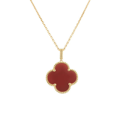 [Mystic]CLOVER 25MM NECKLACE GOLD CARNELIAN