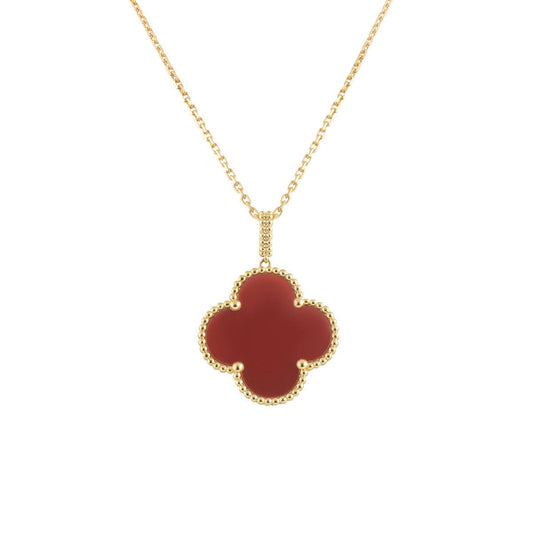 [Mystic]CLOVER 25MM NECKLACE GOLD CARNELIAN