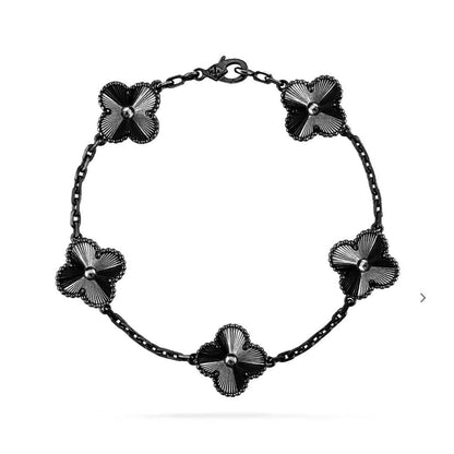 [Mystic]CLOVER 5 MOTIF BLACK BRACELET