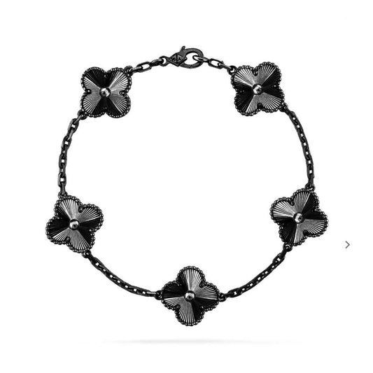 [Mystic]CLOVER 5 MOTIF BLACK BRACELET
