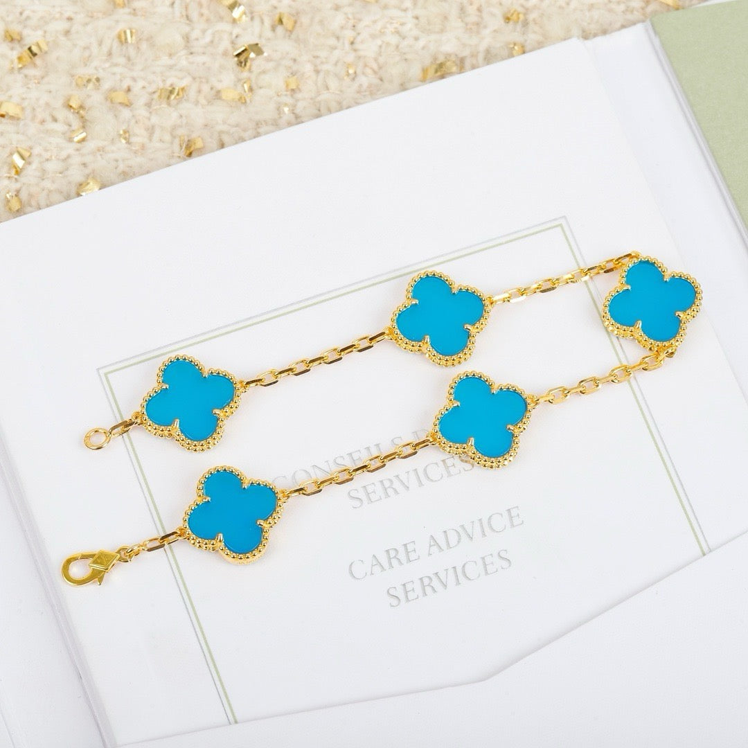 [Mystic]CLOVER 5 MOTIFS TURQUOISE BRACELET