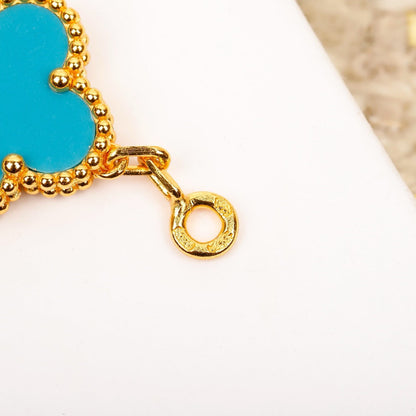 [Mystic]CLOVER 5 MOTIF TURQUOISE DIAMOND GOLD BRACELET