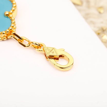 [Mystic]CLOVER 5 MOTIF TURQUOISE DIAMOND GOLD BRACELET