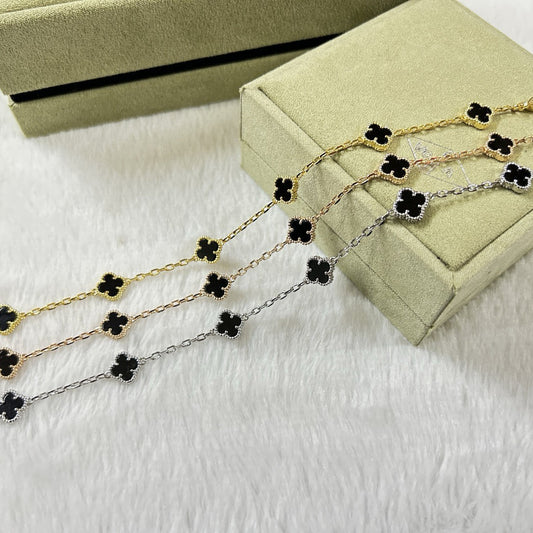 [Mystic]CLOVER 6 MOTIF  ONYXS BRACELET-w