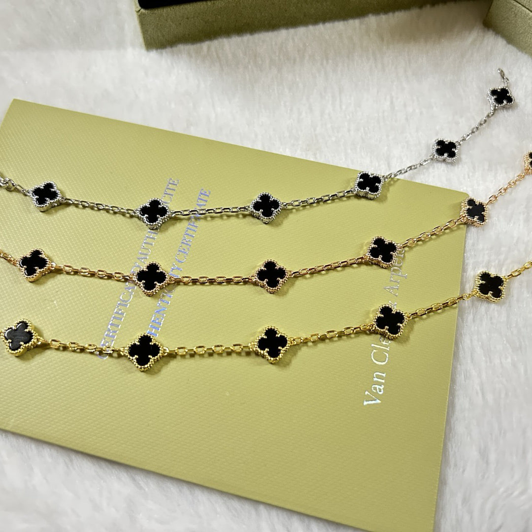 [Mystic]CLOVER 6 MOTIF  ONYXS BRACELET-w