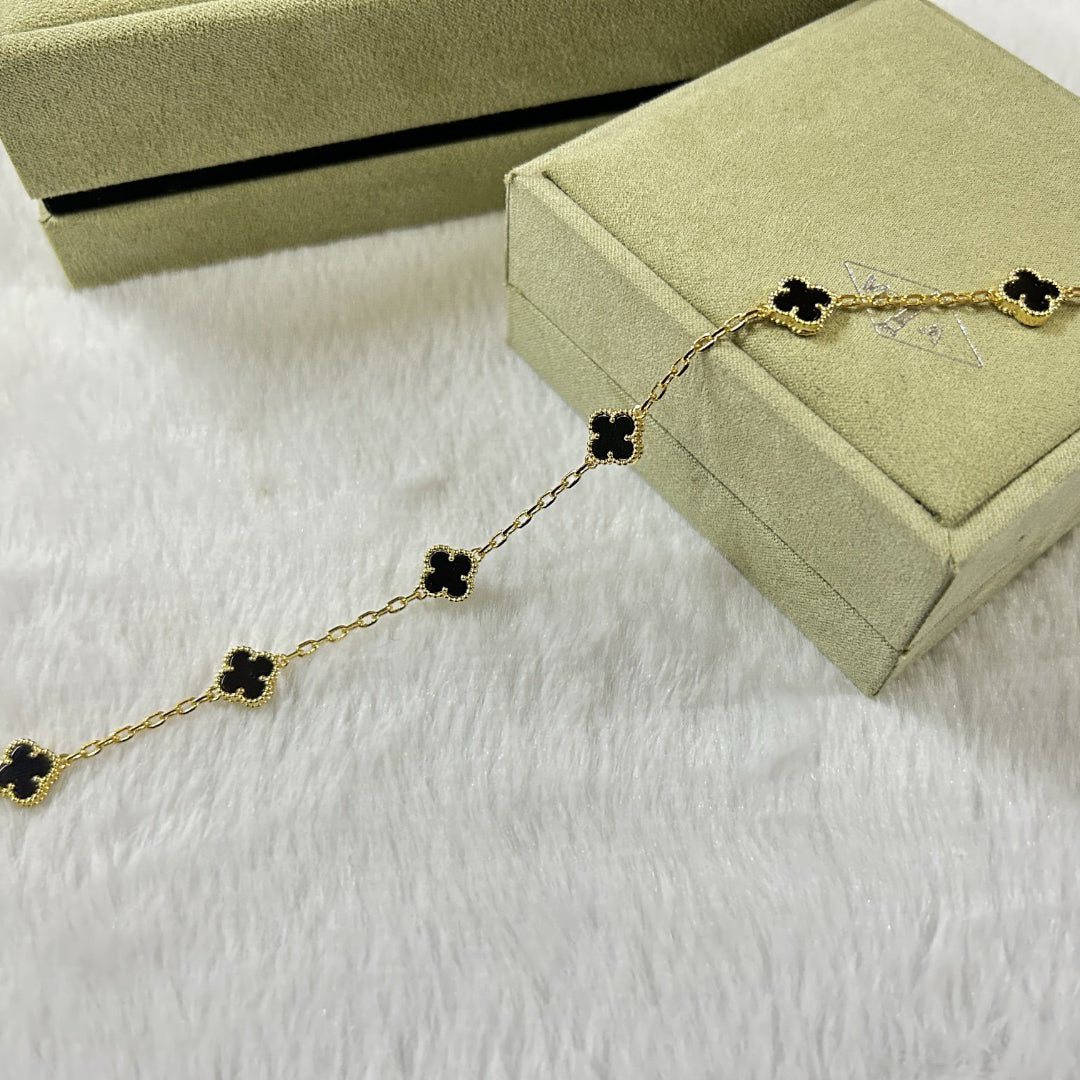 [Mystic]CLOVER 6 MOTIF  ONYXS BRACELET-w