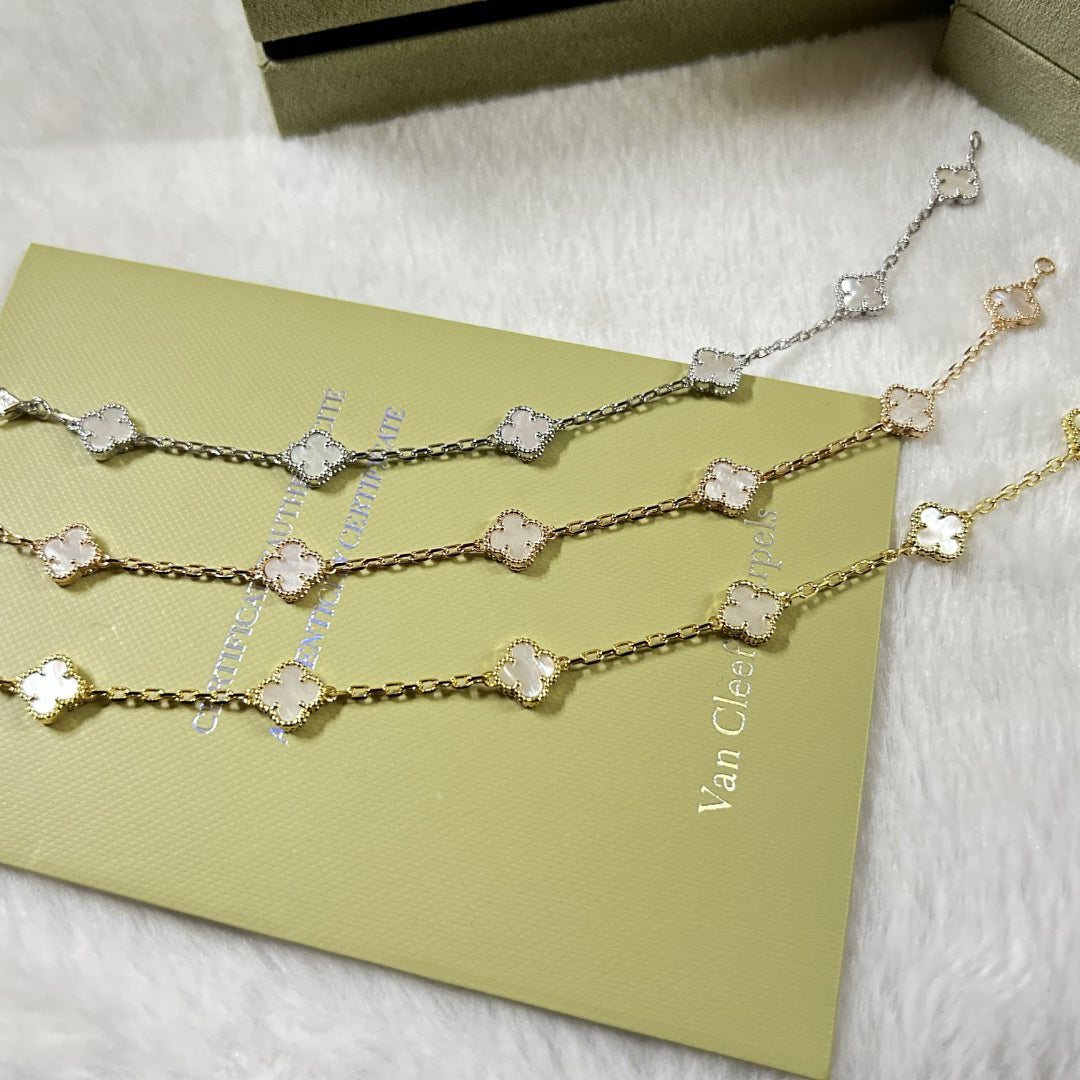 [Mystic]CLOVER 6 MOTIF WHITE MOP BRACELET-w