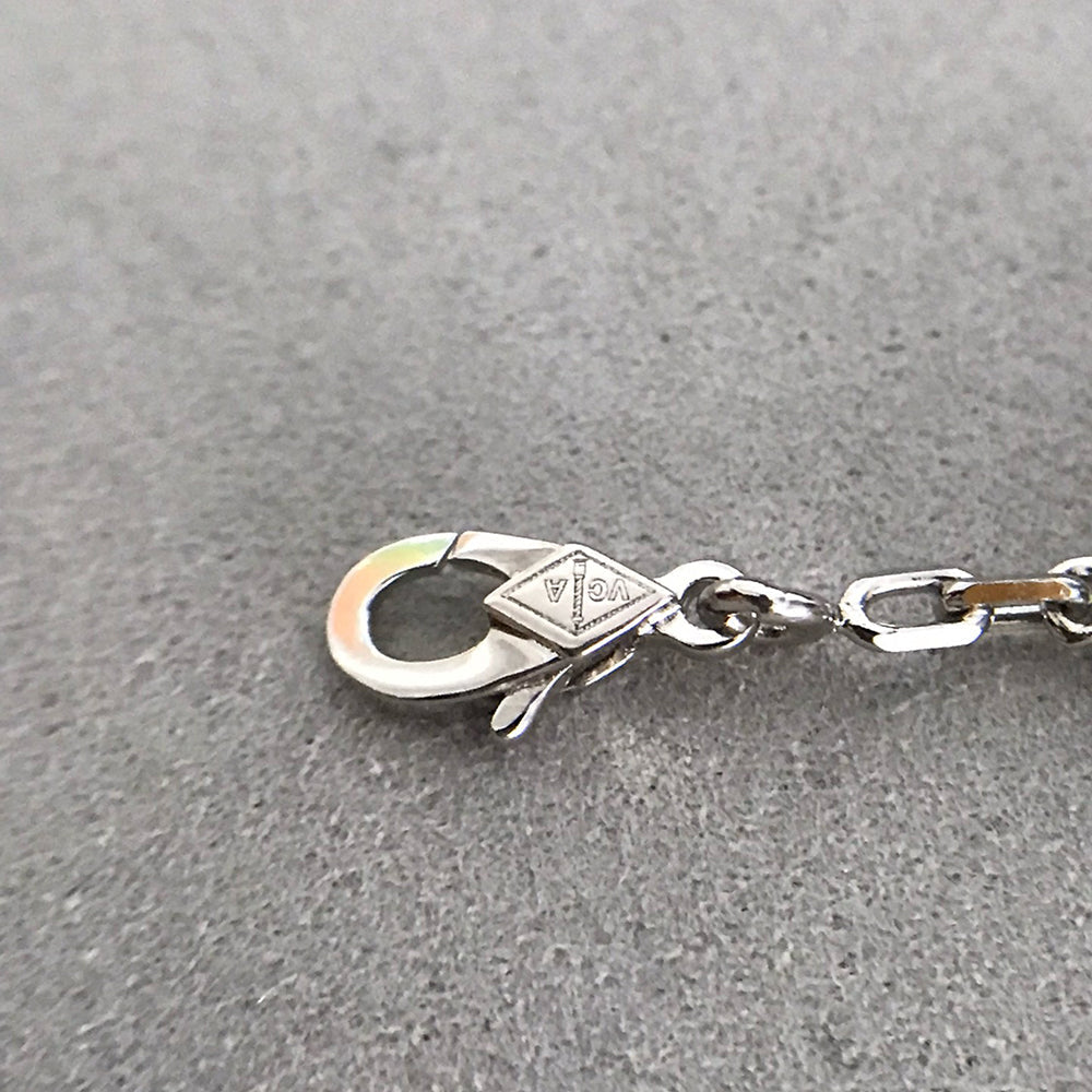 [Mystic]CLOVER 5 MOTIF ONYXS DIAMOND BRACELET SILVER