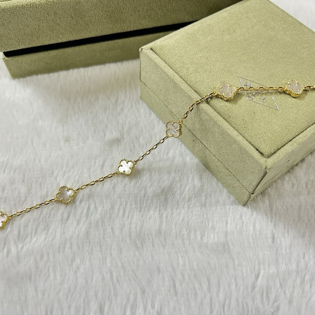 [Mystic]CLOVER 6 MOTIF WHITE MOP BRACELET-w