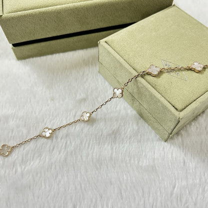 [Mystic]CLOVER 6 MOTIF WHITE MOP BRACELET-w