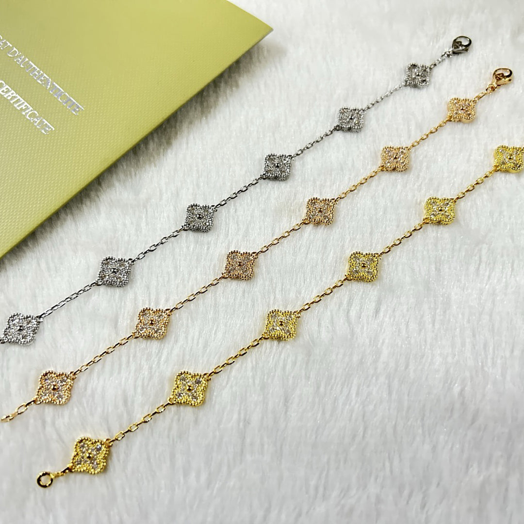 [Mystic]CLOVER 6 MOTIF DIAMOND BRACELET-w