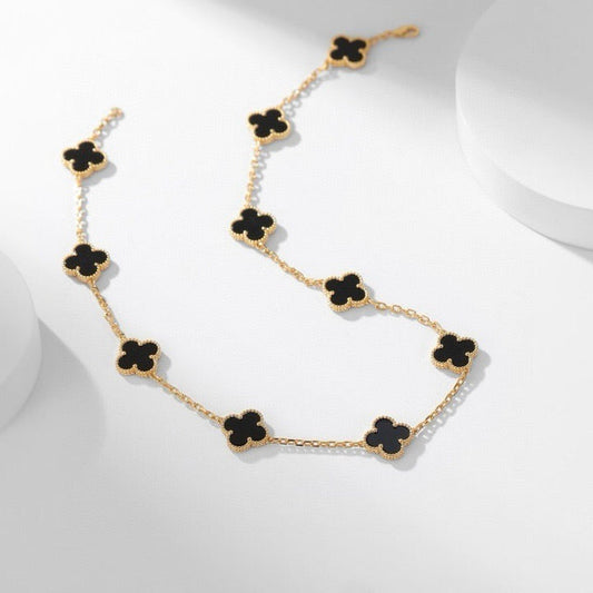 [Mystic Crown]CLOVER 10 MOTIFS ONYX NECKLACE