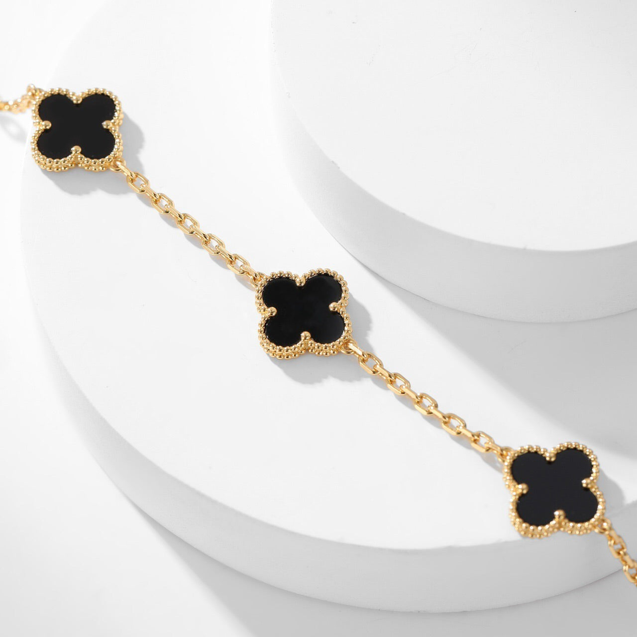 [Mystic]CLOVER 10 MOTIFS ONYX NECKLACE