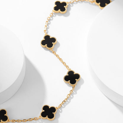 [Mystic]CLOVER 10 MOTIFS ONYX NECKLACE