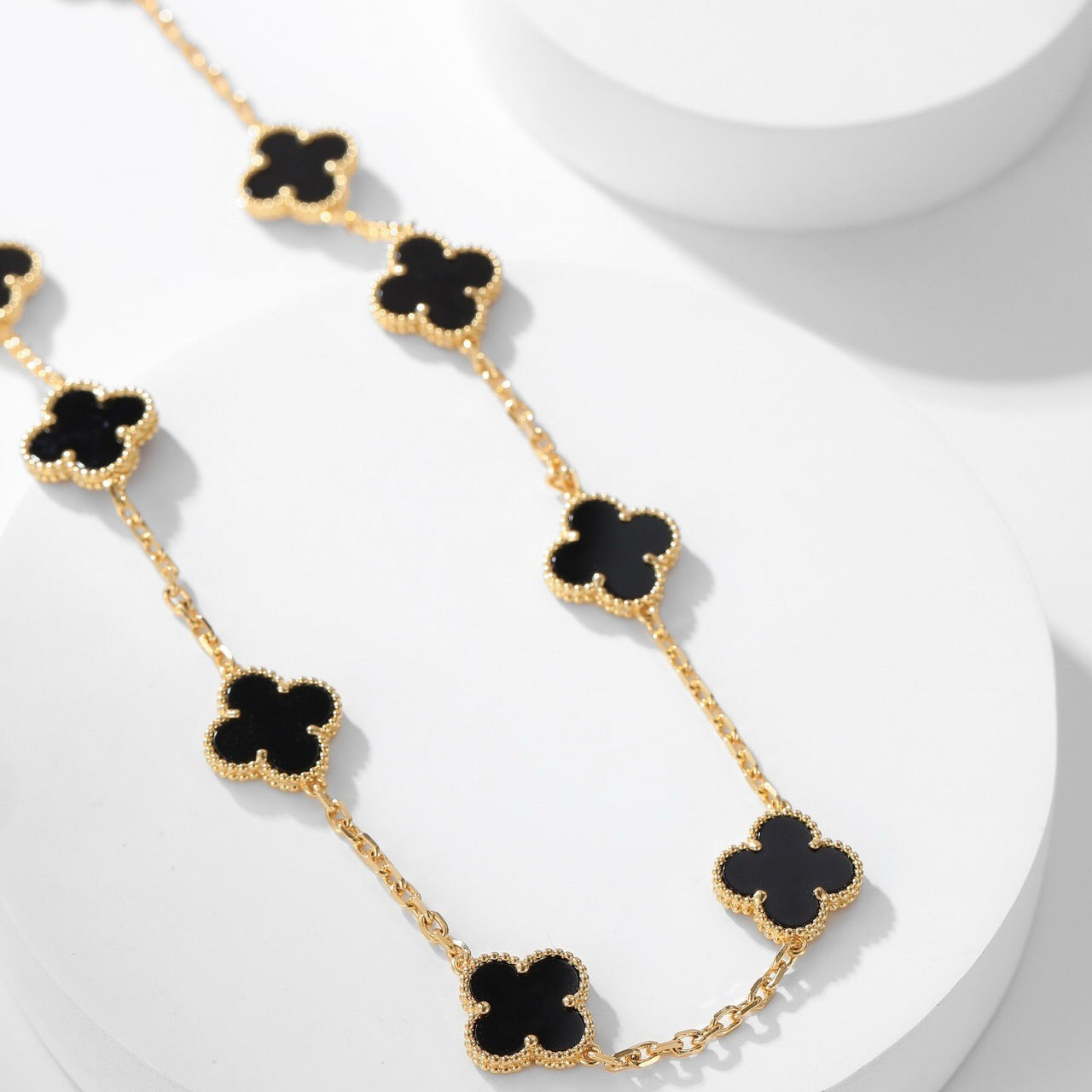 [Mystic]CLOVER 10 MOTIFS ONYX NECKLACE