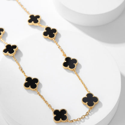 [Mystic]CLOVER 10 MOTIFS ONYX NECKLACE