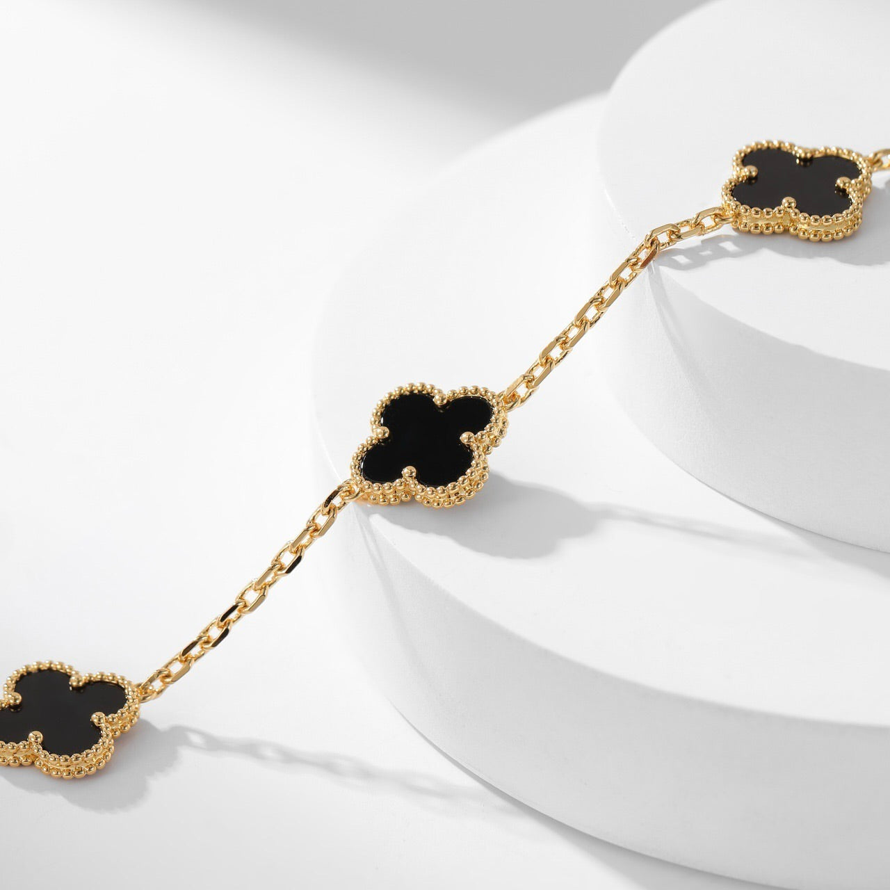 [Mystic]CLOVER 10 MOTIFS ONYX NECKLACE