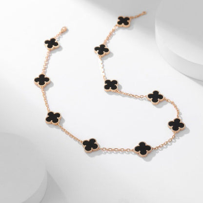 [Mystic]CLOVER 10 MOTIFS ONYX NECKLACE