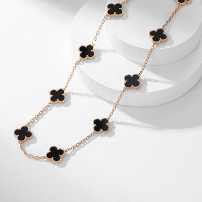 [Mystic Crown]CLOVER 10 MOTIFS ONYX NECKLACE