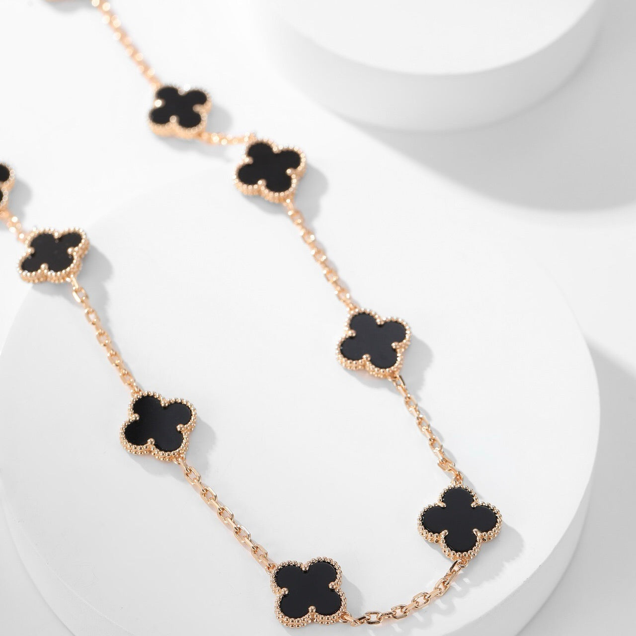 [Mystic]CLOVER 10 MOTIFS ONYX NECKLACE