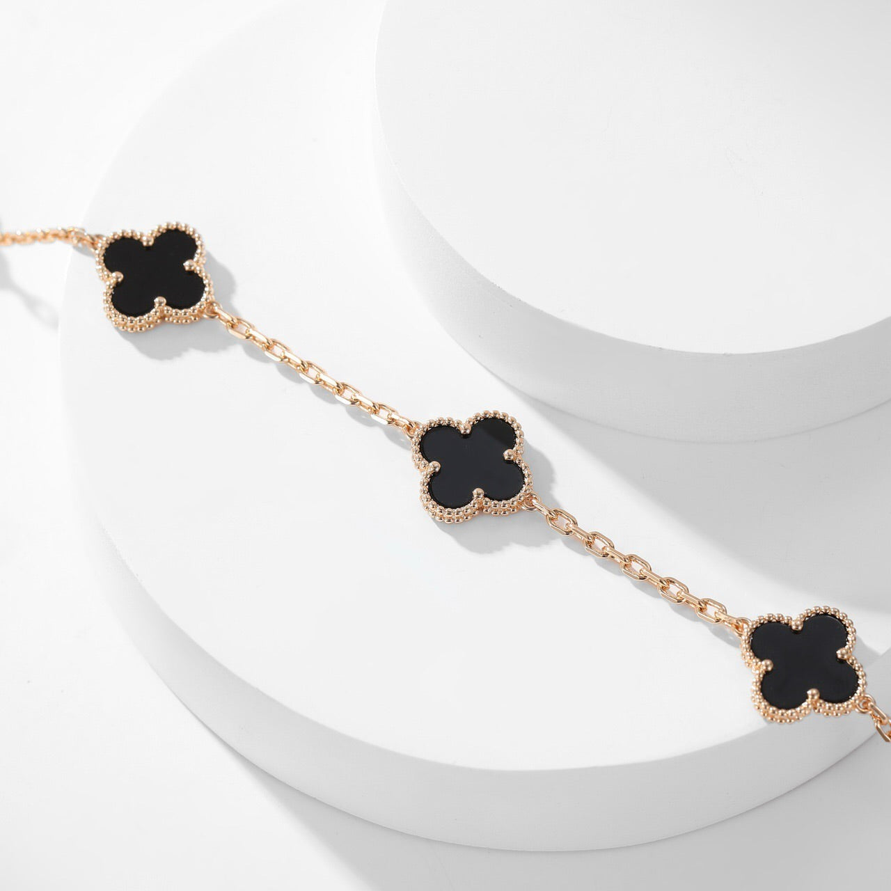 [Mystic]CLOVER 10 MOTIFS ONYX NECKLACE