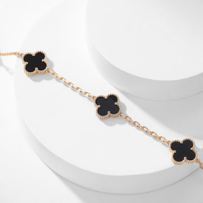 [Mystic]CLOVER 10 MOTIFS ONYX NECKLACE