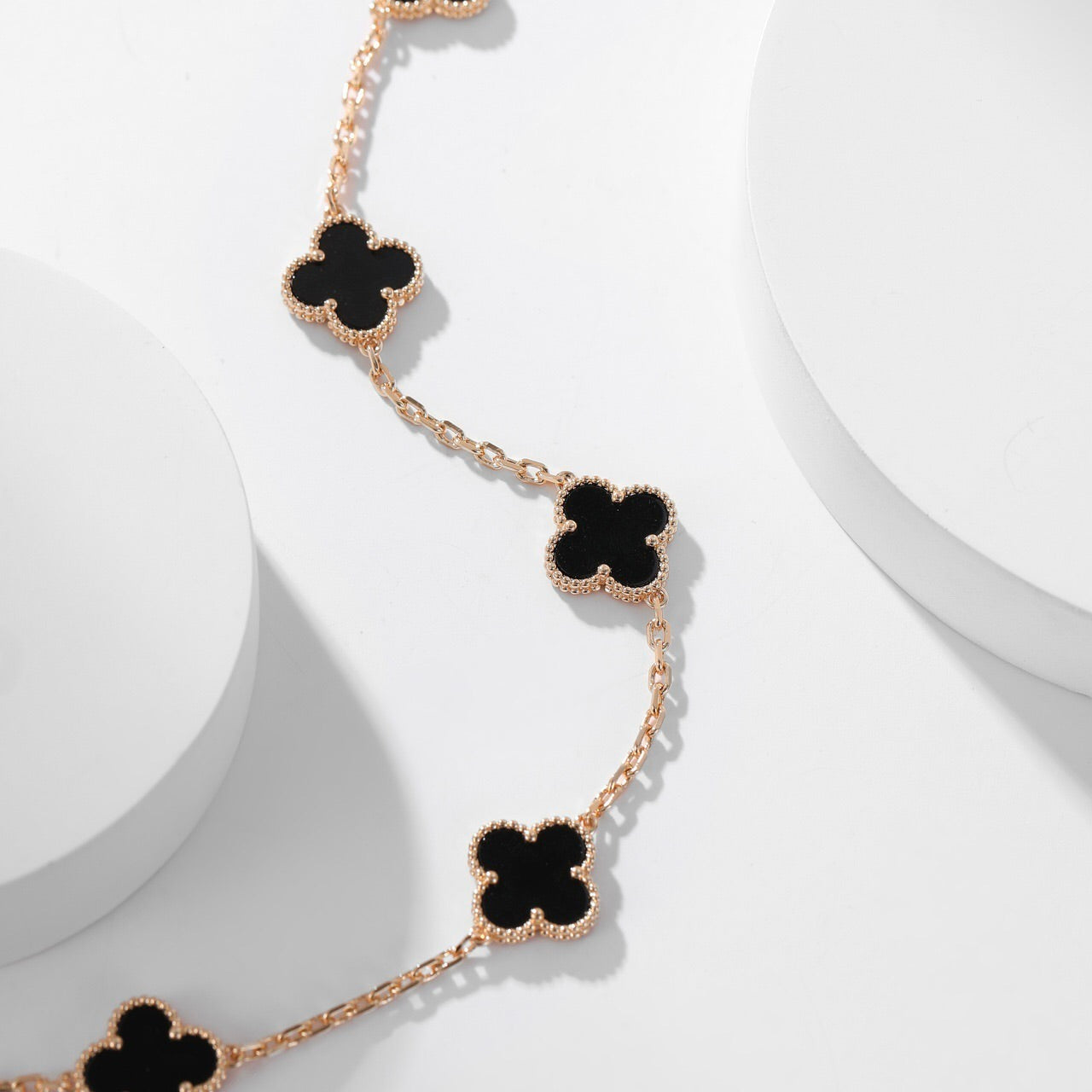 [Mystic]CLOVER 10 MOTIFS ONYX NECKLACE
