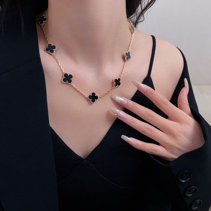 [Mystic]CLOVER 10 MOTIFS ONYX NECKLACE