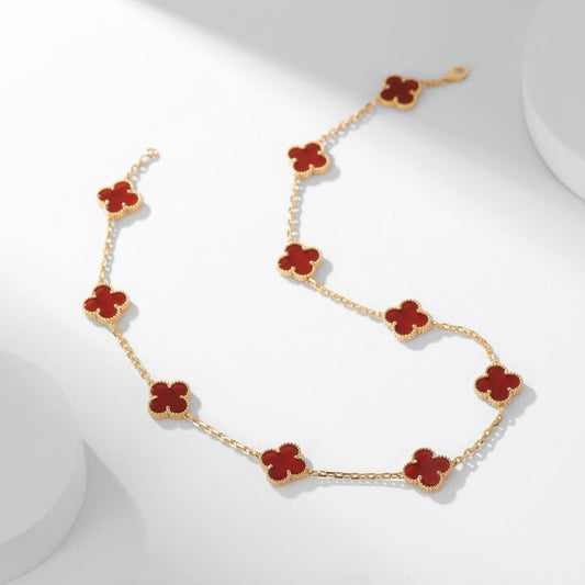 [Mystic Crown]CLOVER 10 MOTIFS CARNELIAN NECKLACE