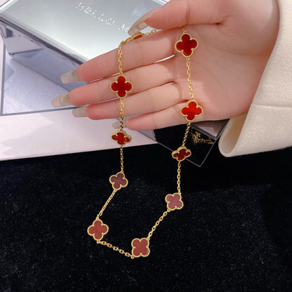 [Mystic]CLOVER 10 MOTIFS CARNELIAN NECKLACE