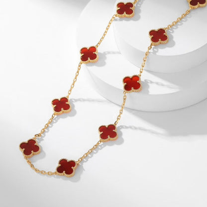 [Mystic]CLOVER 10 MOTIFS CARNELIAN NECKLACE