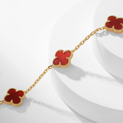 [Mystic]CLOVER 10 MOTIFS CARNELIAN NECKLACE