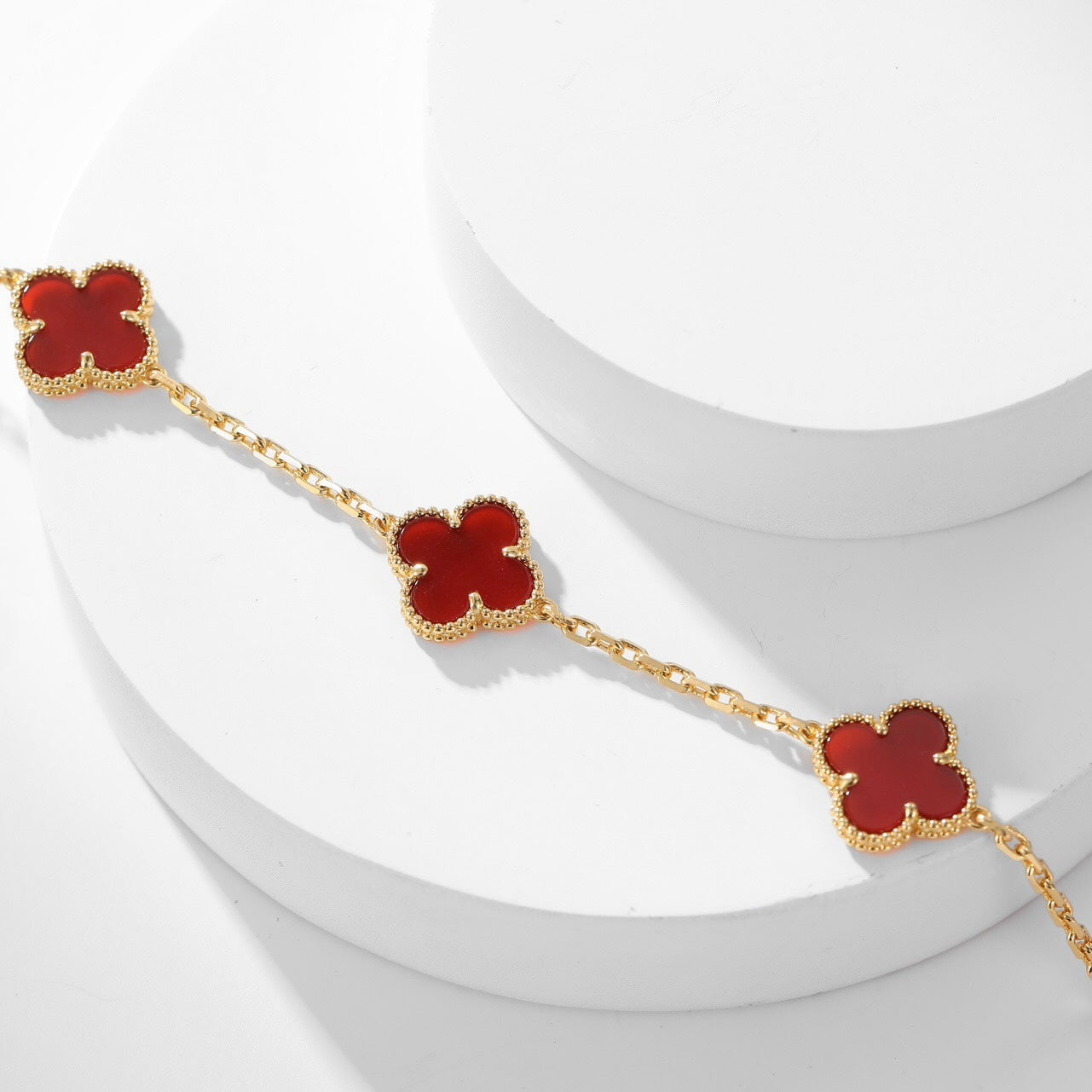 [Mystic]CLOVER 10 MOTIFS CARNELIAN NECKLACE