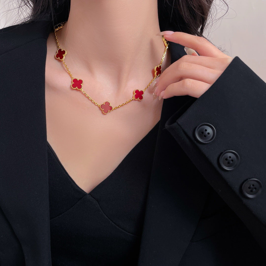 [Mystic]CLOVER 10 MOTIFS CARNELIAN NECKLACE