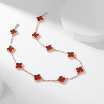 [Mystic]CLOVER 10 MOTIFS CARNELIAN NECKLACE