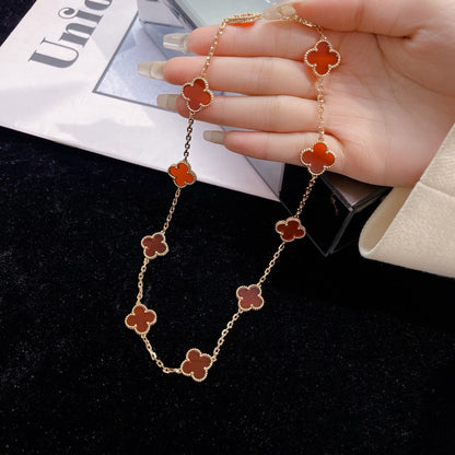[Mystic]CLOVER 10 MOTIFS CARNELIAN NECKLACE