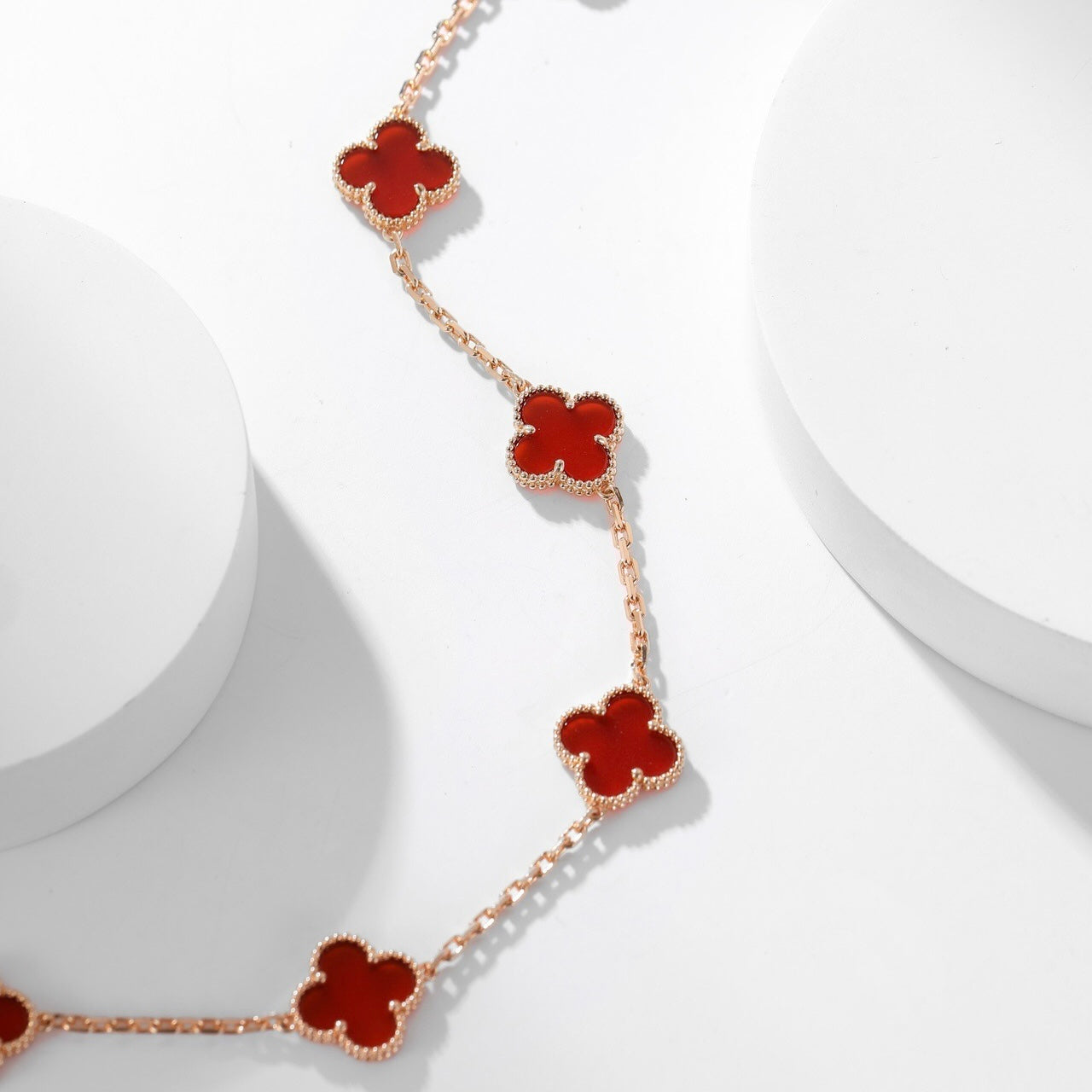[Mystic]CLOVER 10 MOTIFS CARNELIAN NECKLACE