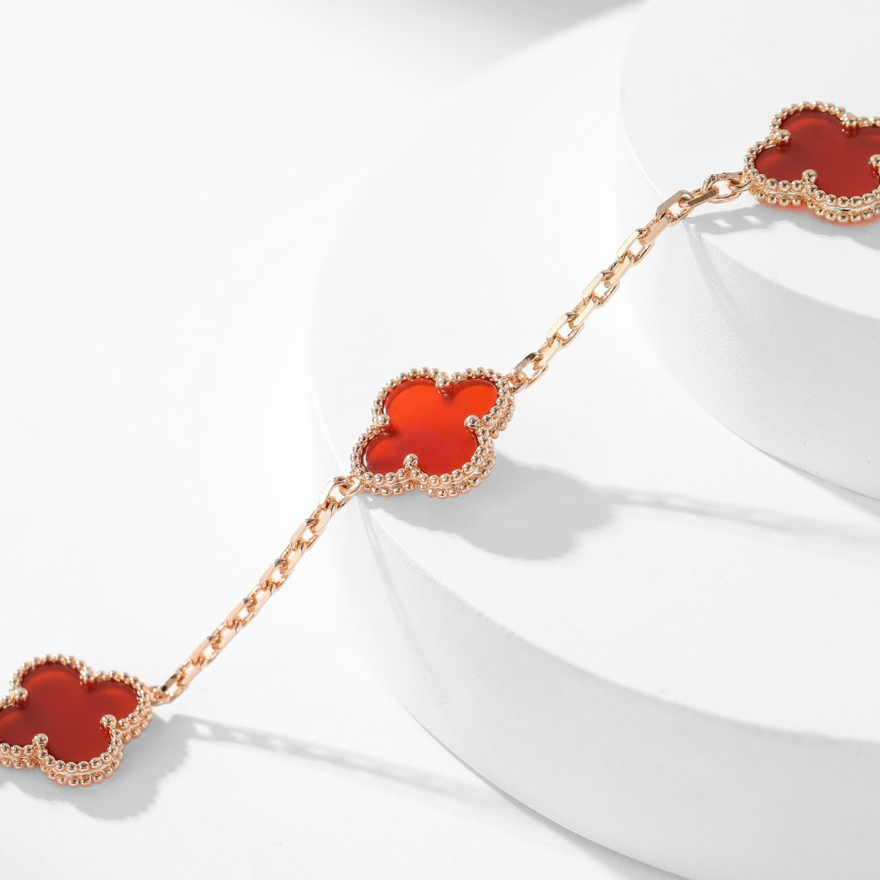 [Mystic]CLOVER 10 MOTIFS CARNELIAN NECKLACE
