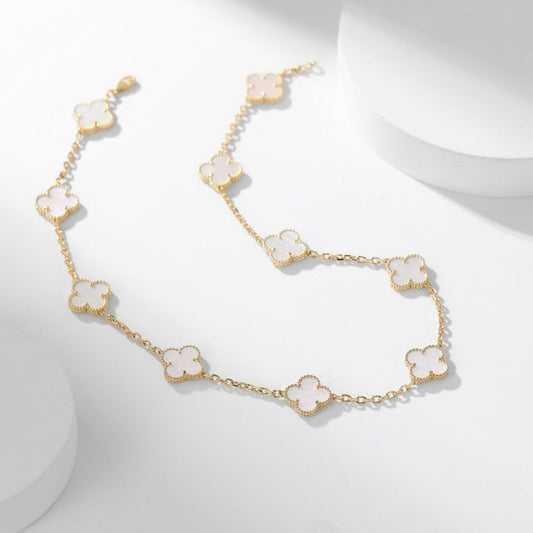 [Mystic Crown]CLOVER 10 MOTIFS WHITE MOTHER OF PEARL NECKLACE