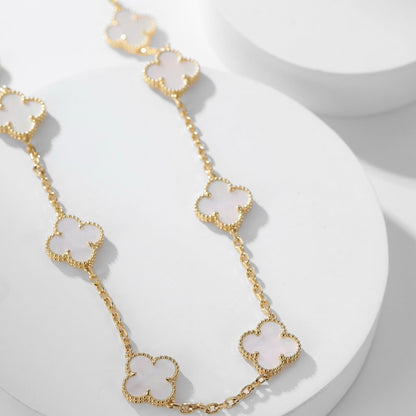 [Mystic]CLOVER 10 MOTIFS WHITE MOTHER OF PEARL NECKLACE