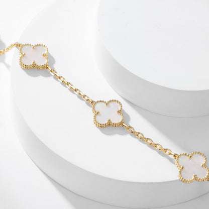 [Mystic]CLOVER 10 MOTIFS WHITE MOTHER OF PEARL NECKLACE