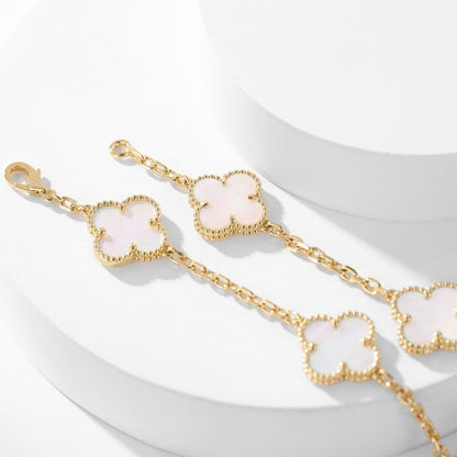 [Mystic]CLOVER 10 MOTIFS WHITE MOTHER OF PEARL NECKLACE