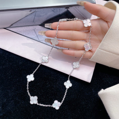[Mystic]CLOVER 10 MOTIFS WHITE MOTHER OF PEARL NECKLACE