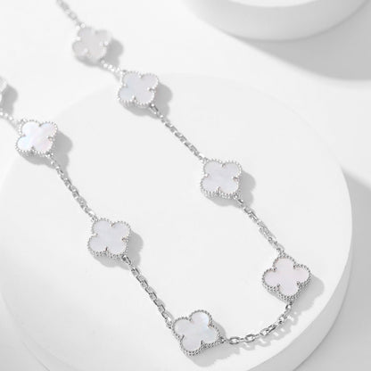 [Mystic]CLOVER 10 MOTIFS WHITE MOTHER OF PEARL NECKLACE