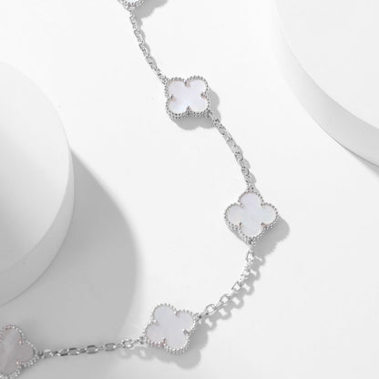 [Mystic]CLOVER 10 MOTIFS WHITE MOTHER OF PEARL NECKLACE