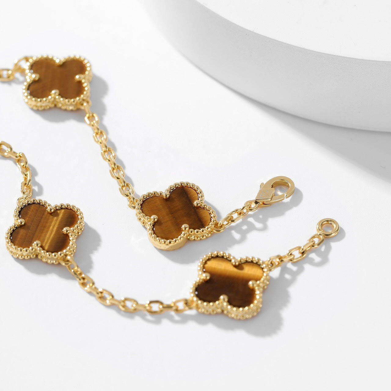 [Mystic]CLOVER 10 MOTIFS TIGER EYE NECKLACE